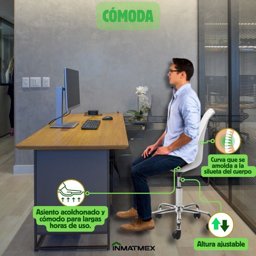 Silla Oficina Eames 3 Pz Altura Ajustable Ruedas 360°