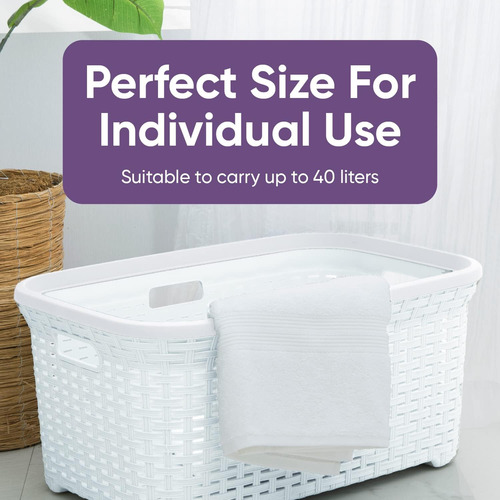 Cesta De Mimbre Estilo Lavandería Con Asas Recortadas, 50 Li