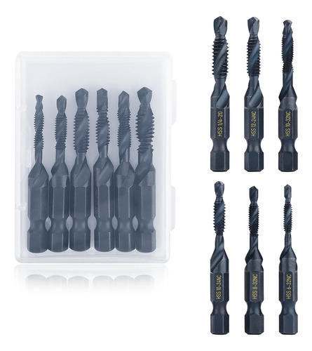 Juego Combinado De Brocas Para Taladrar Y Roscar, 6 Paquetes