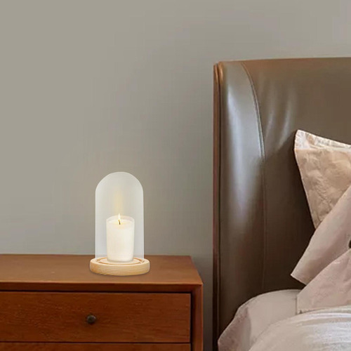 Cúpula De Vidrio Cloche Campana Frasco Base De Madera