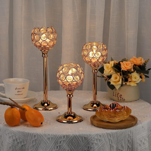 3pcs Ornamentos Castiçal Cristal Europeu Para Decoração Casa