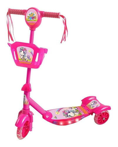 Patinete Infantil 3 Rodas Musical Com Luzes Rosa Zoop Toys