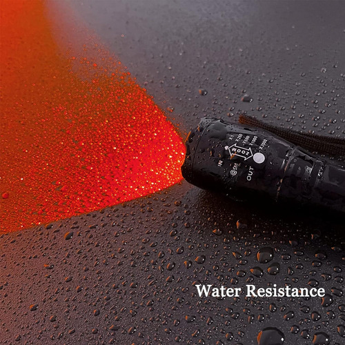 Linterna Led De Grado Militar, 5 Modos Con Zoom Y Lente Roja