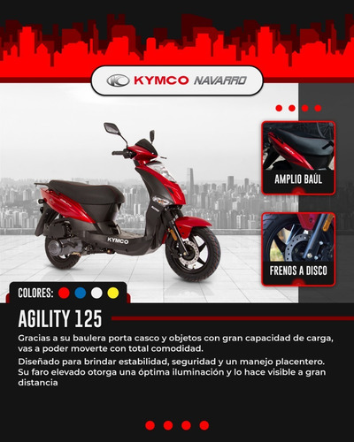 Imagen 3 de 16 de Kymco Agility 125 Scooter En 12 Pagos Retira En El Dia!!