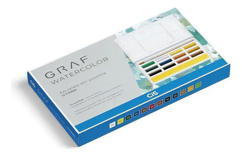 Aquarela Em Pastilha Cis Graf Watercolor 12 Cores