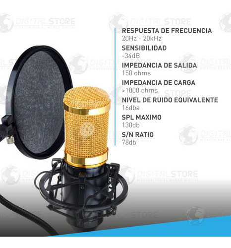 Kit Microfono Condenser Profesional Con Brazo Filtro Araña