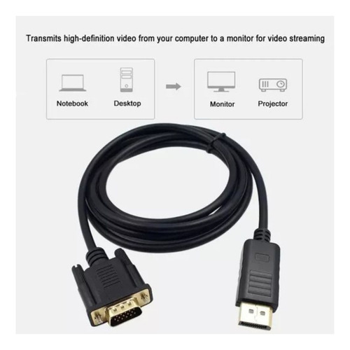 Cabo Adaptador Displayport Macho X Vga Macho 1.8m