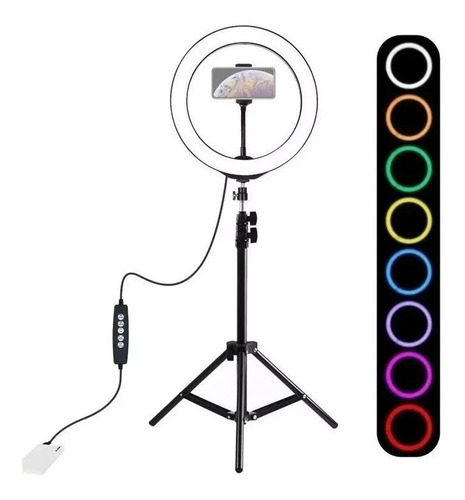 Aro De Luz Rgb Led Flash 26 Cm Fotografía Selfie + Trípode