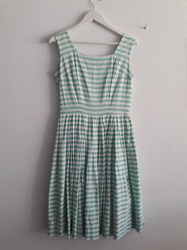 Vestido Vintage Rayado 100% Algodon Talle M 