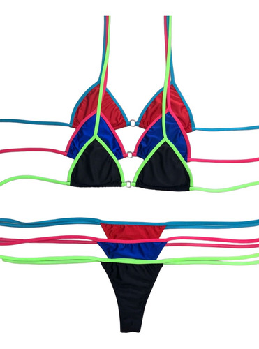 Bikini Triangulito Combinado Con Argollita Y Colaless - Lula