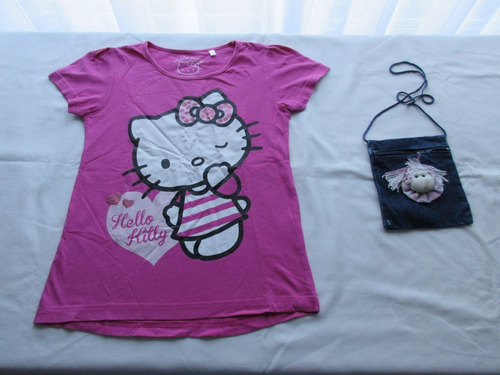 Remera De Kitty Con Carterita De Jean, Marca Europea Y Argen