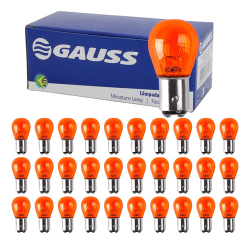 Kit 30 Lâmpadas 1034 Âmbar 12v 2 Polos Gauss Gl1034a