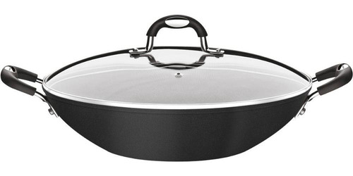 Wok Tramontina Mônaco Induction 32cm 4,5L em Alumínio com Revestimento Antiaderente Preto