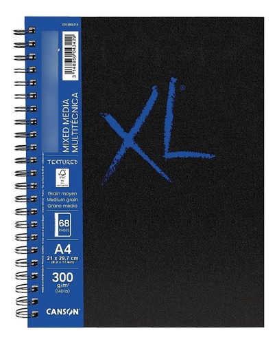 Canson Cuaderno Book Mix Media Texturado A4 300g 68h Anillad