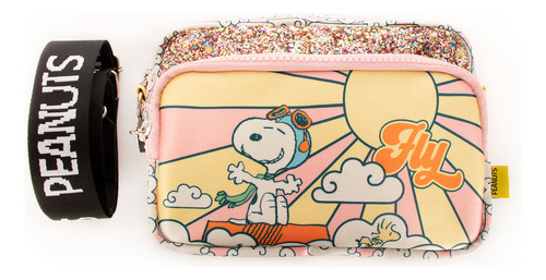 Set Snoopy Fly Fly Fly Peanuts 4 Piezas Coleccion Color Rosa Claro Diseño De La Tela Lisa