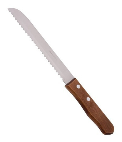 Cuchillo profesional para pan, acero inoxidable, mango de madera, 20 cm