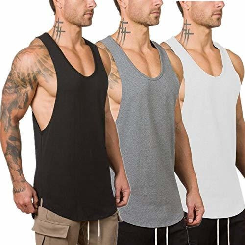 Muscle Killer 3 Pack Hombres Muscle Gym Workout Stringer Tan