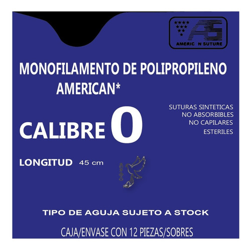 Hilo American Sutura De Polipropileno Caibre # 0 Color Azul