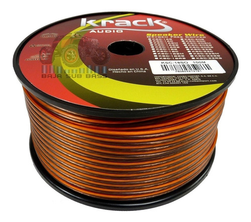 Bobina Rollo 100m Cable Duplex Bocina Calibre Cal 18 Polarizado Krack Audio