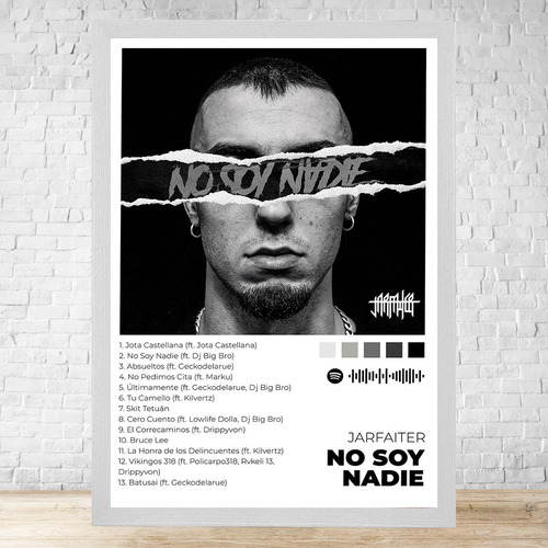 Cuadro No Soy Nadie 30x40 Con Vidrio Y Marco Madera C993 Blanco Clasico