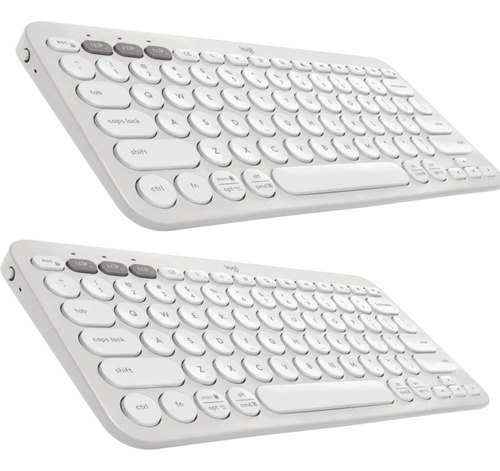 Kit 2x Teclado Bluetooth Logitech K380s Pebble Key 2 Branco