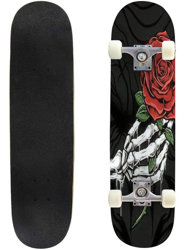 Patineta Cóncava Clásica Con Diseño De Calavera Y Mano Soste