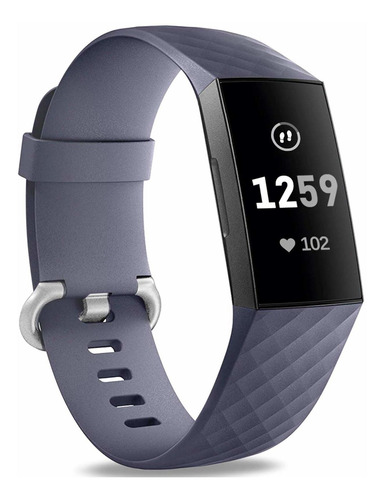 Malla Large Para Fitbit Charge 3/4 Gris Azulado -7h2xvgyc