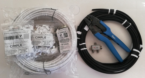 Cable Coaxial Rg6 - Combo Conectores, Grapas Y Crimpeadora