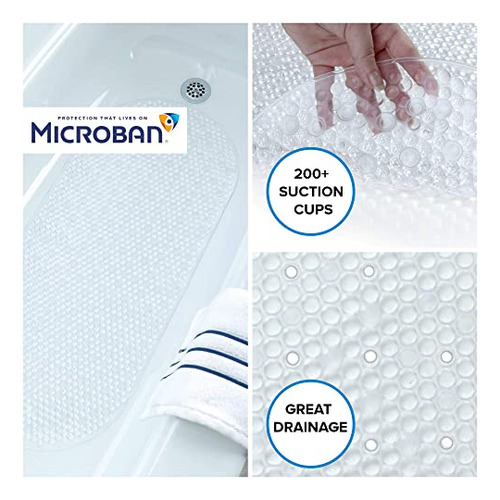 Slipx Solutions Clear Bubble Bath Mat Con Protección Microb
