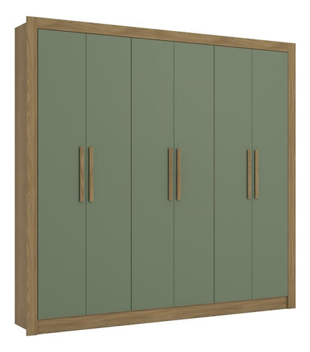 Guarda-roupa Casal Kappesberg 6 Portas Marrom/verde Oliva