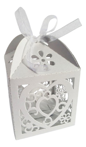 Caja Souvenir Casamiento Corazón X 10 Unidades Blancas