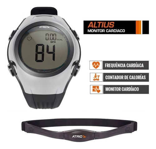 Relógio Monitor Cardíaco Multilaser Frequencímetro Altius Cor Preto E Prata Cor Da Correia Cinza