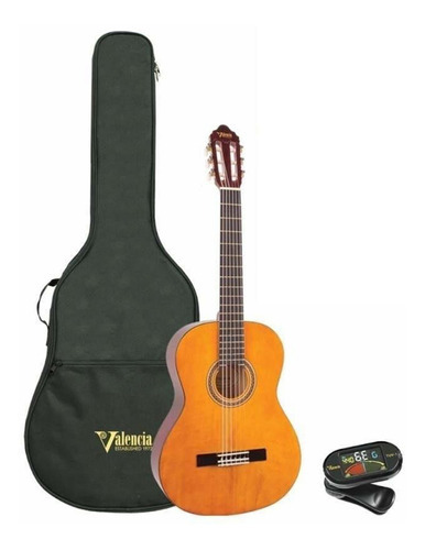 Guitarra Clásica Pack Valencia Vc103k Mediana 3/4 Color Marrón