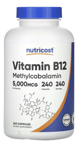 Nutricost Vitamina B12 Methycobalamin 5.000 Mcg 240 Cápsulas Sabor Sem Sabor