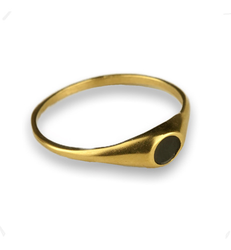 Anillo Mini Redondo Black - Enchapado En Oro