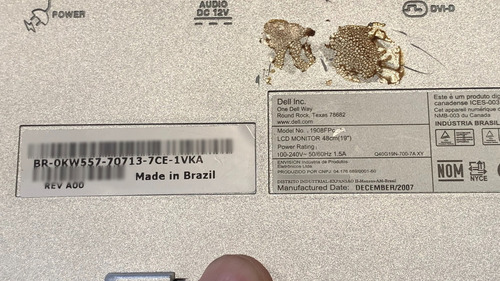 Monitor Dell 1908fpc 0kw557 ( Sem Suporte ) (Usado)