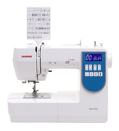 Máquina de costura reta Janome DC6100 portátil branca/azul 110V/220V