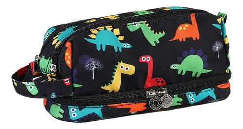 Estuche For Lápices Con Tres Cremalleras Y Doble Capa, Caja