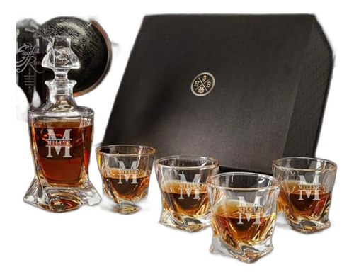 Decantador De Whisky Personalizado Con Copas De Roca