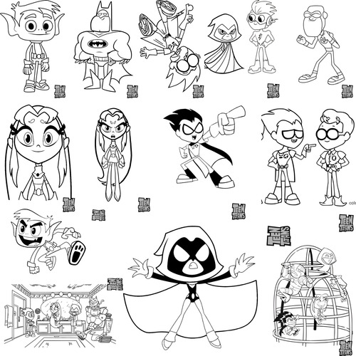 Kit 50 Desenhos Infantil Para Colorir Grandes Jovens Titãs Envio Imediato