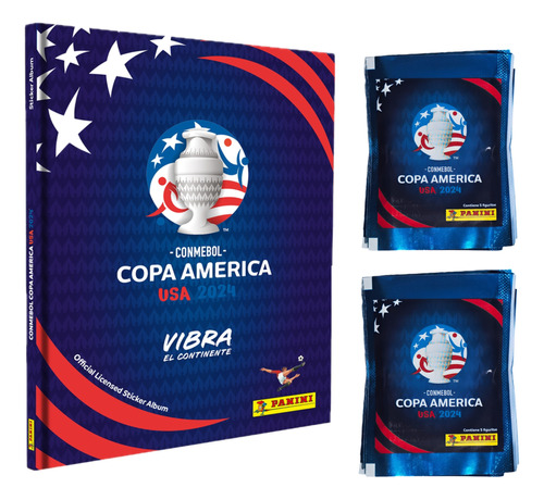 Figuritas Copa America 2024 Album Tapa Dura + 50 Sobres Fs