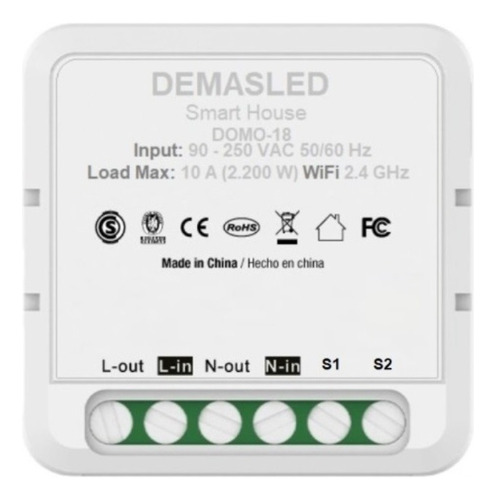 Interruptor inteligente Wifi + Rf Smart Switch on off 2200w 10a 220v domótica smart house Demasled