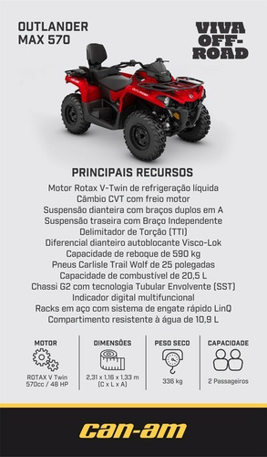 Imagem 2 de 4 de Can Am Outlander 570 Max 2 Lugares 2022 Quadriciclo