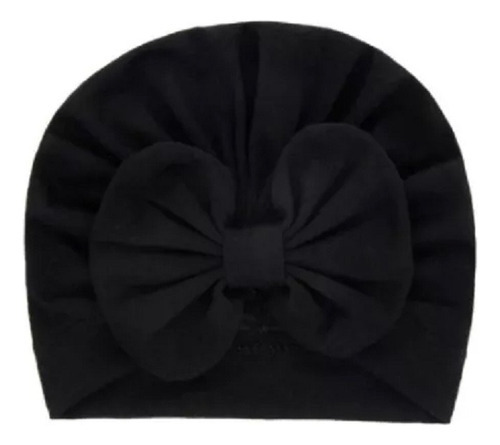 Touca Infantil Turbante Bebê Feminino C/ Laço Cor Preto