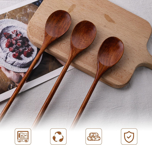 Hansgo 6pcs De Mango De Largo Cucharas De Madera, Cucharadas