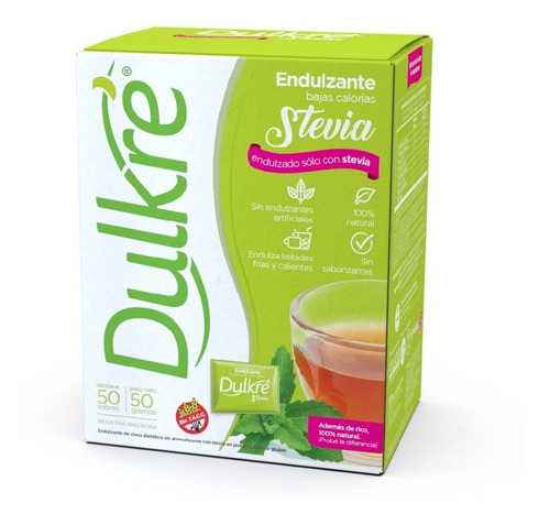 Endulzante Dulkré Stevia 100% Natural X 50 Sobres/sachets