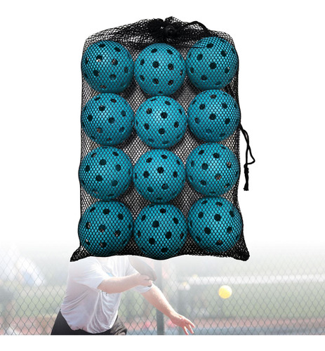 12x Bolas De Pickleball, Pelota De Competición Azul Claro