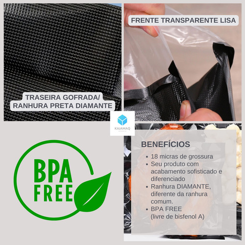 50 Saco Embalagem 20x25 Gofrada Sous Vide Ranhura A Vacuo