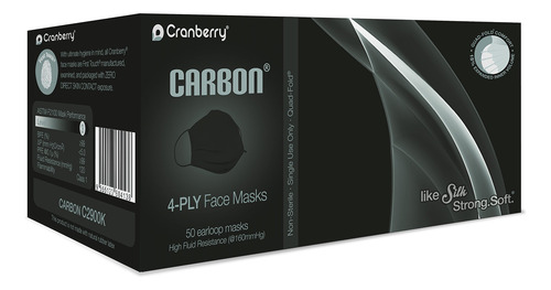 Cranberry Usa C2900k Cranberry Carbon Earloop Face Masks, At