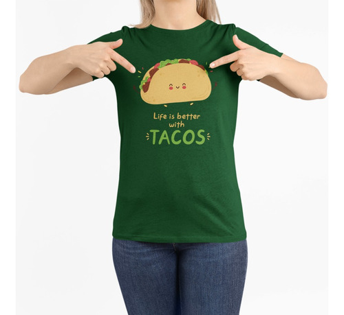 Playera Stark Cool Algodon Modelo La Vida Es Mejor Con Tacos